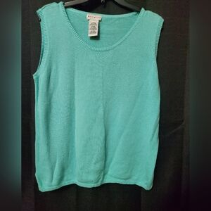 Vintage White Stag Aqua Knit Sleeveless Vest Sweater Tank SZ XL